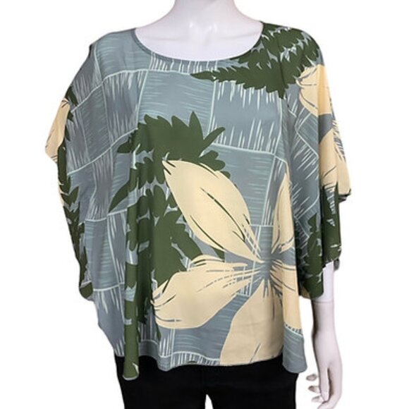Women's Hawaiian Ciel Blue circle top size small black and green - Picture 7 of 10